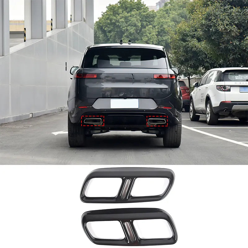 Glossy Black Chrome Stainless Steel Quad Exhaust Cover For Land Rover Range Rover Sport L461 2023 2024