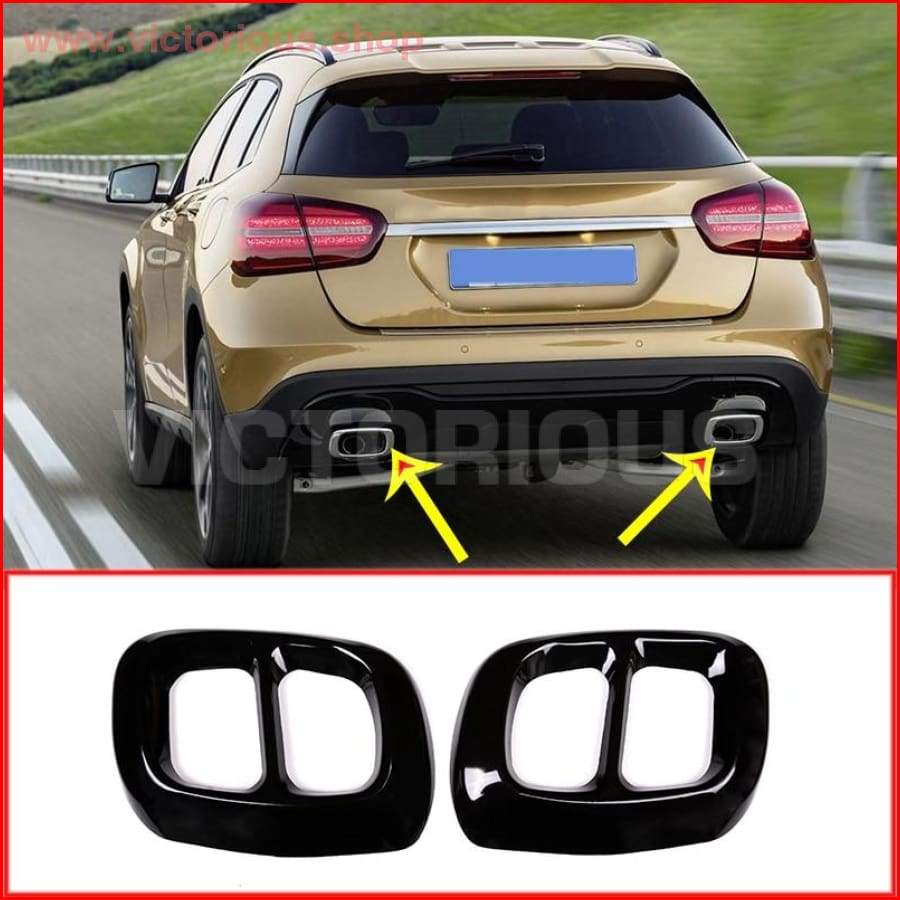 2Pcs Glossy Black Stainless Steel For Mercedes Benz Gla Class X156 Car Exhaust Trim Car