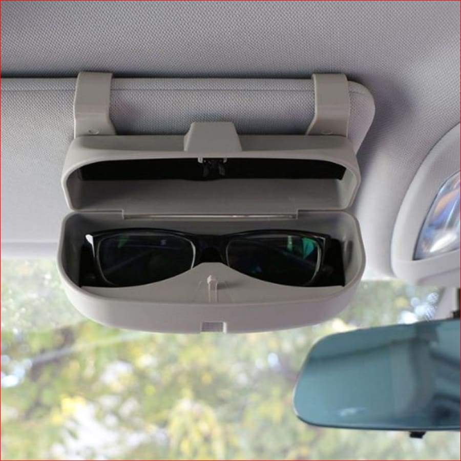 Car Glasses Box Storage Holder Sunglasses Case For Range Rover Mercedes Audi Bmw Double Buckle Gray