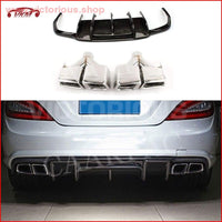 Thumbnail for Cls Class Carbon Fiber Rear Lip Diffuser Spoiler For Benz W218 Cls350 Cls63 Amg 2011 - 2019 Four