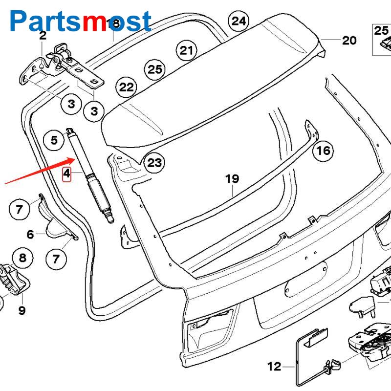 Electric Rear Door Support Strut for 3.0 4.4 BMW X5 2007-2013 Left and Right Power Tailgate Lift LH 51247332695 / RH 51247332696