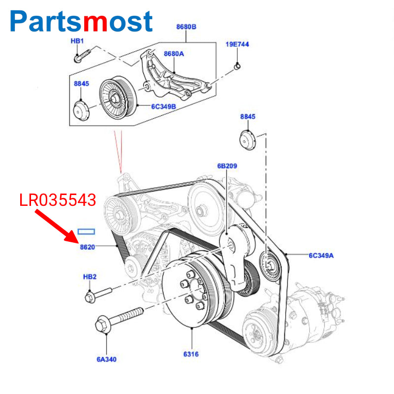 3.0 V6 5.0 V8 SUPERCHARGED PRIMARY SECONDARY BELT FOR LAND ROVER DISCOVERY 4 RANGE ROVER RR SPORT NEW DEFENDER LR035543 LR011327