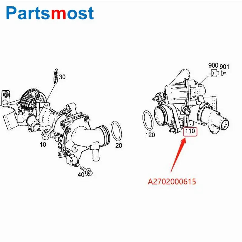2.0 Turbo Engine Coolant Thermostatic Housing for Mercedes X117 C117 CLA250 GLA250 X156 Thermostat TM7997 A2702002200 2702000615