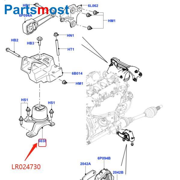 Engine Mount For Land Rover Freelander LR2 Range Rover Evoque Discovery Sport Torque Strut Right Lower LR024730 Rear LR039527