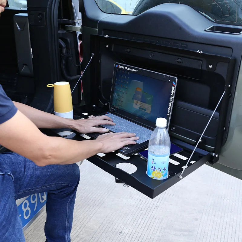 Aluminum Alloy Black Tailgate Table Back Door Foldable Shelf For Land Rover Defender 2004-22