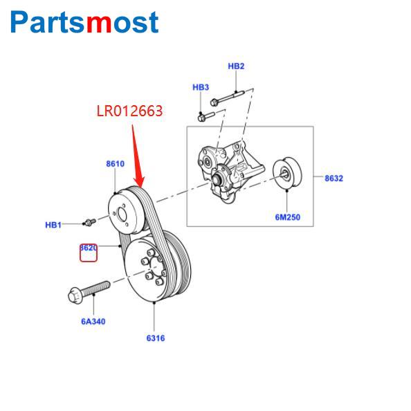 5.0 V8 Drive Belt Kit Primary Serpentine Belt LR064185 Secondary Belt LR012663 for Land Rover Discovery LR4 Range Rover RR Sport