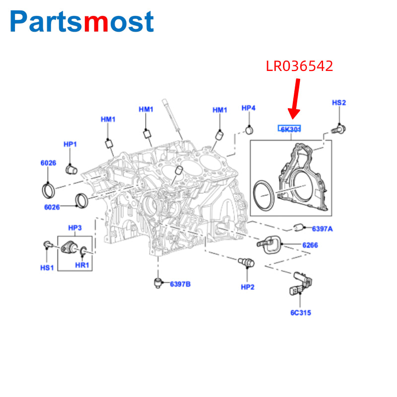 CRANKSHAFT REAR RETAINER & OIL SEAL FOR LAND ROVER RANGE ROVER RR SPORT DISCOVERY 3 LR4 3.0L V6 DIESEL JAGUAR C2S52379 LR036542