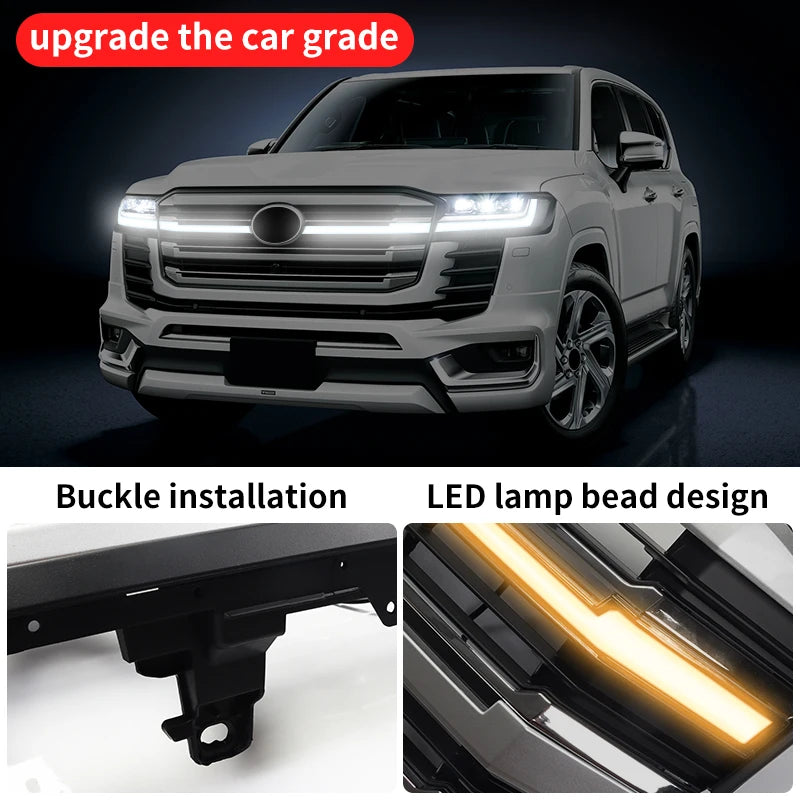 LED Light Bar Grille For Toyota Land Cruiser lc300 2021 2022 2023 2024