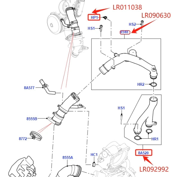 3.0L V6 5.0L V8 COOLANT PIPE PLUG DRAIN HOSE CONNECTOR FOR NEW DISCOVERY LR4 RANGE ROVER 2010-2012 RR SPORT 2014- VELAR LR011038