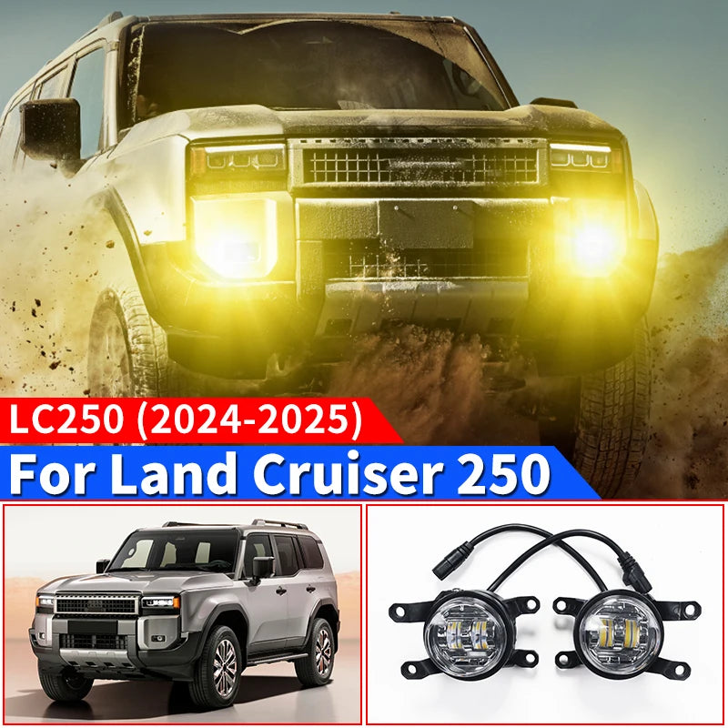 Two-Color Gold Front Fog Lamp For Toyota Land Cruiser 250 2024 2025 Prado LC250