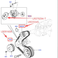 Thumbnail for ALTERNATOR DRIVE BELT / IDLER PULLEY / TENSIONER FOR RANGE ROVER SPORT VELAR NEW DISCOVERY 4 DEFENDER LR091608 LR035545 LR079294