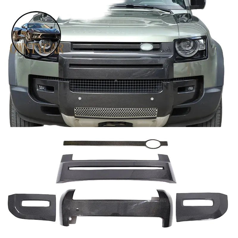 Real carbon fiber Front Bumper Grille Covers For Land Rover Defender 90 110 130 2020+