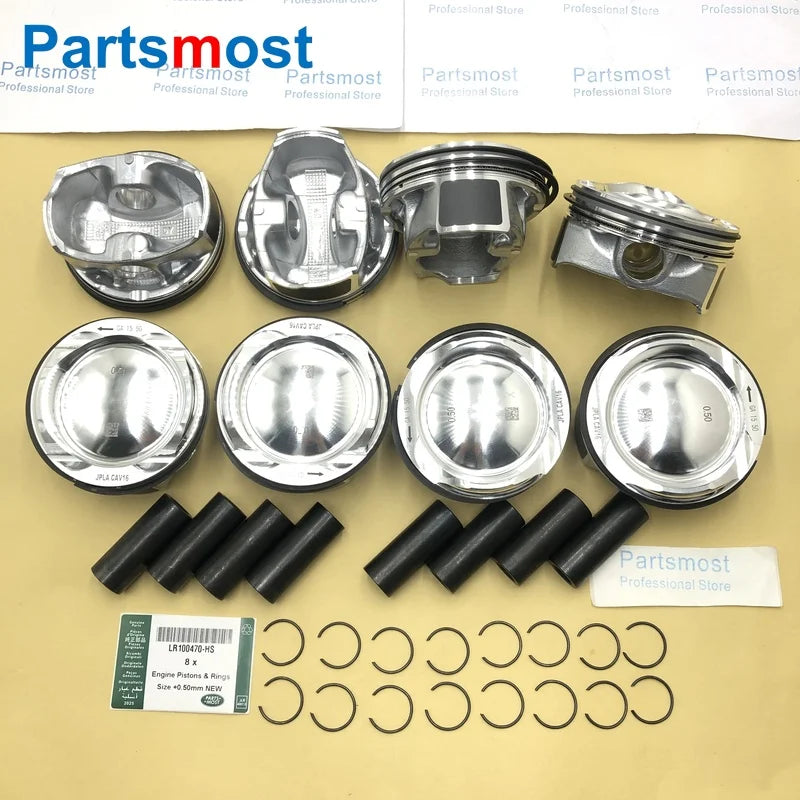 8X NEW MODEL 5.0T PETROL 508PS AJ133 SVR SC PISTONS & RINGS FOR LR100470 LAND ROVER LR4 RANGE ROVER SPORT JAGUAR XJ XF XK F-TYPE