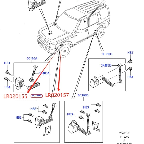 AIR SUSPENSION HEIGHT LEVEL SENSOR FOR LAND ROVER DISCOVERY LR3 RANGE ROVER SPORT 2005-2009 LR020155 LR020157 LR020159 LR020161