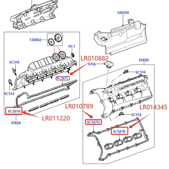 5.0L PETROL VALVE COVER GASKET LR010882 LR010789 SPARK PLUG HOLE SEAL LR011220 LR014345 FOR LR4 RANGE ROVER SPORT VELAR DEFENDER