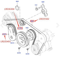 Thumbnail for 3.0 Diesel Alternator Drive Belt Tensioner Pulley For Land Rover Range Rover 13- RR Sport Discovery 4 LR035502 LR035493 LR036304