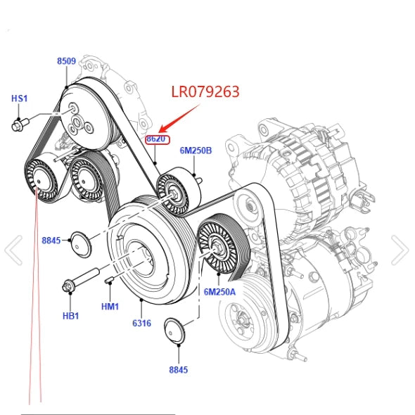 2.0L ENGINE ACCESSORY DRIVE BELT FOR LAND ROVER RANGE ROVER EVOQUE VELAR NEW DISCOVERY SPORT JAGUAR T2H59849 LR071742 LR079263