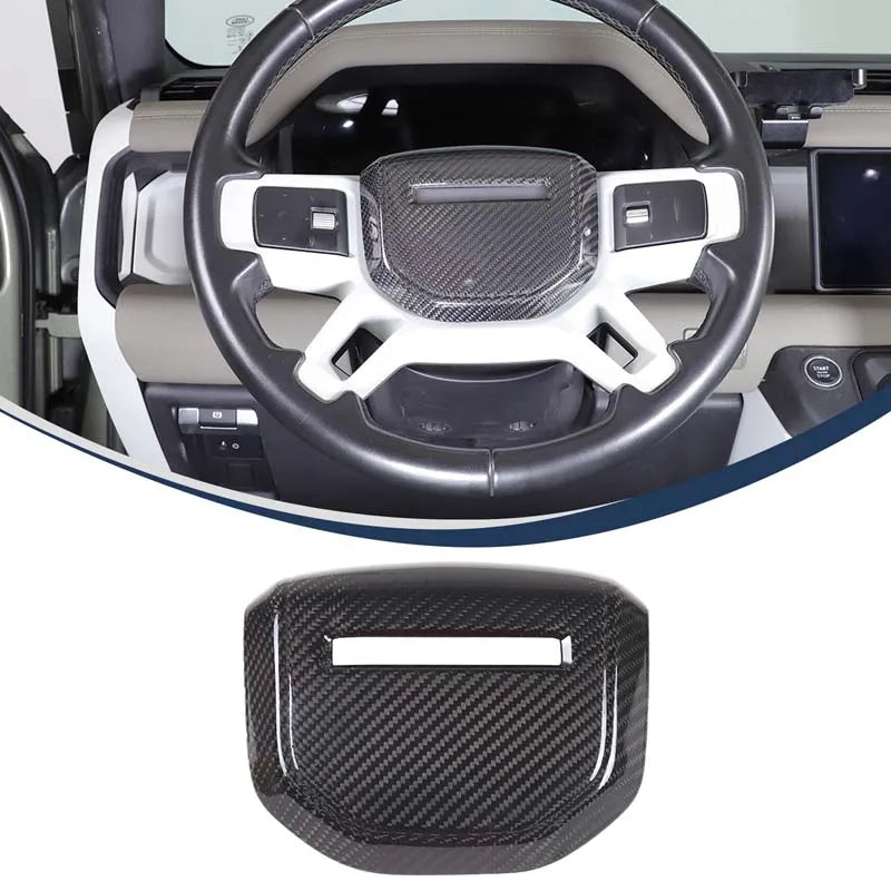 Real Carbon Fiber Car Steering Wheel Decorative Panel Cover For Land Rover Defender 90 110 2020-2024