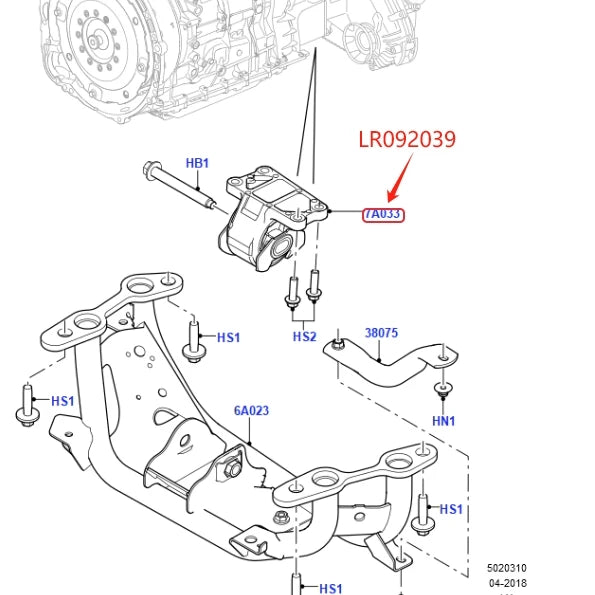 REAR TRANSMISSION ENGINE MOUNT FOR LAND ROVER NEW DISCOVERY LR3 LR4 RANGE ROVER 13- RR SPORT 14- NEW DEFENDER IAF500021 LR092039