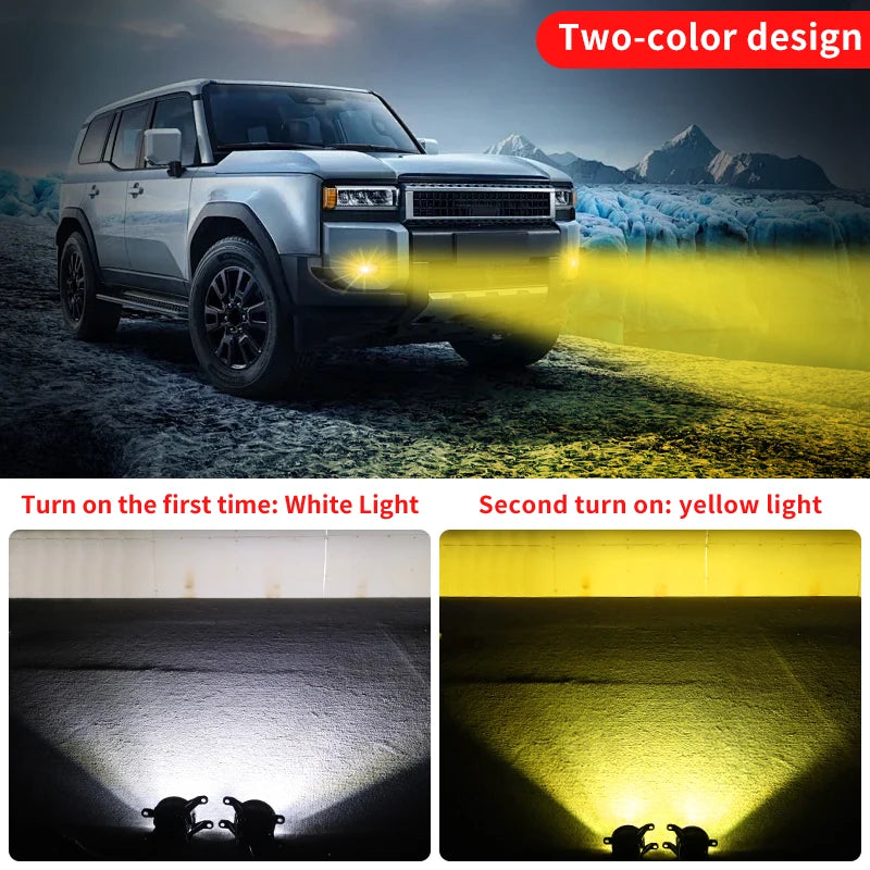 Two-Color Gold Front Fog Lamp For Toyota Land Cruiser 250 2024 2025 Prado LC250