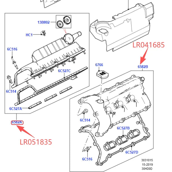3.0L V6 PETROL ENGINE VALVE COVER FOR LAND ROVER LR4 RANGE ROVER 2013- RR SPORT 14- NEW DISCOVERY VELAR JAGUAR LR041685 LR051835