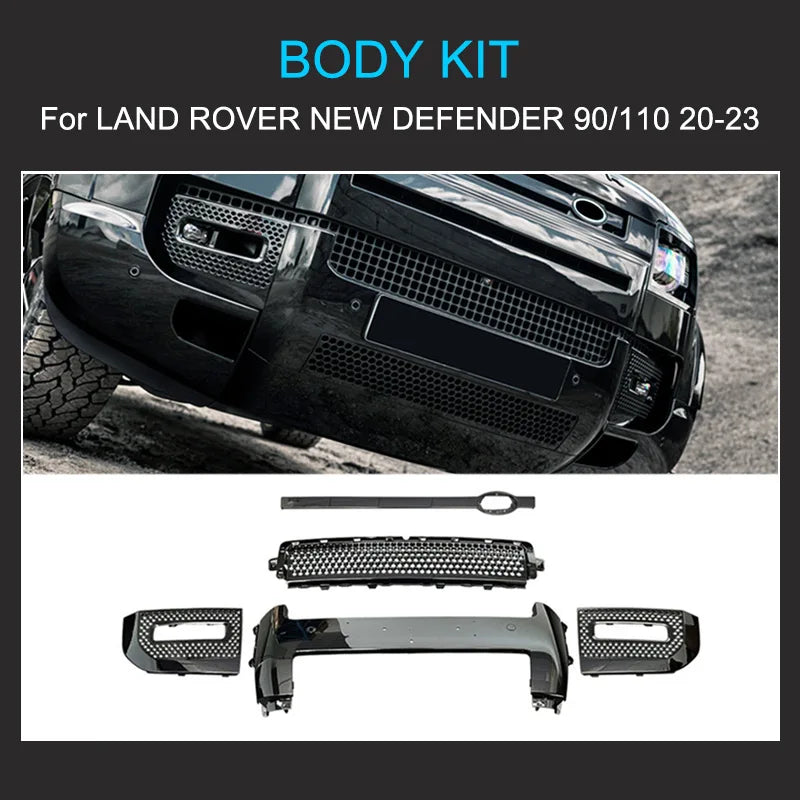 Body Kits for Land Rover Defender 110 2020-2024 High Quality Bumper Fog Light Case Grille modification Gloss Black Kit