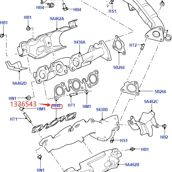 2.7L 3.0L DIESEL ENGINE EXHAUST MANIFOLD GASKET FOR JAGUAR LAND ROVER DISCOVERY LR3 LR4 RANGE ROVER SPORT VELAR C2S30281 1336543