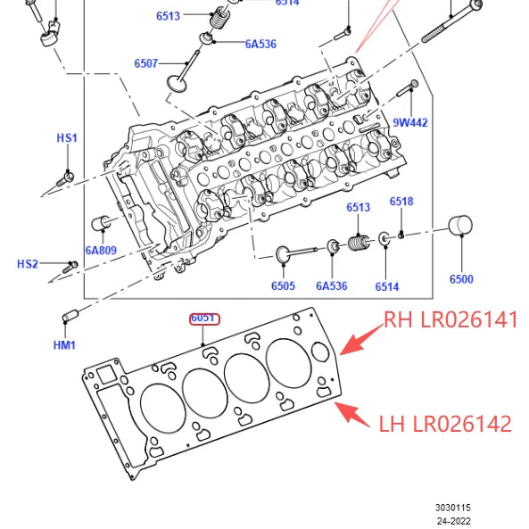 5.0 PETROL CYLINDER HEAD GASKET FOR LAND ROVER LR4 RANGE ROVER RR SPORT VELAR NEW DEFENDER LR010692 LR026141 / LR010693 LR026142