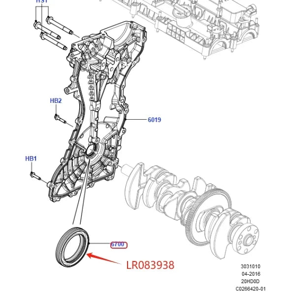 2.0 PETROL CRANKSHAFT FRONT OIL SEAL FOR LAND ROVER LR2 EVOQUE RANGE ROVER 2013- DISCOVERY RR SPORT 14- JAGUAR LR043291 LR083938