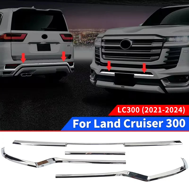 Front and Back bumper Chrome Decorative Strip kit For 2021 2024 Toyota Land Cruiser 300 LC300