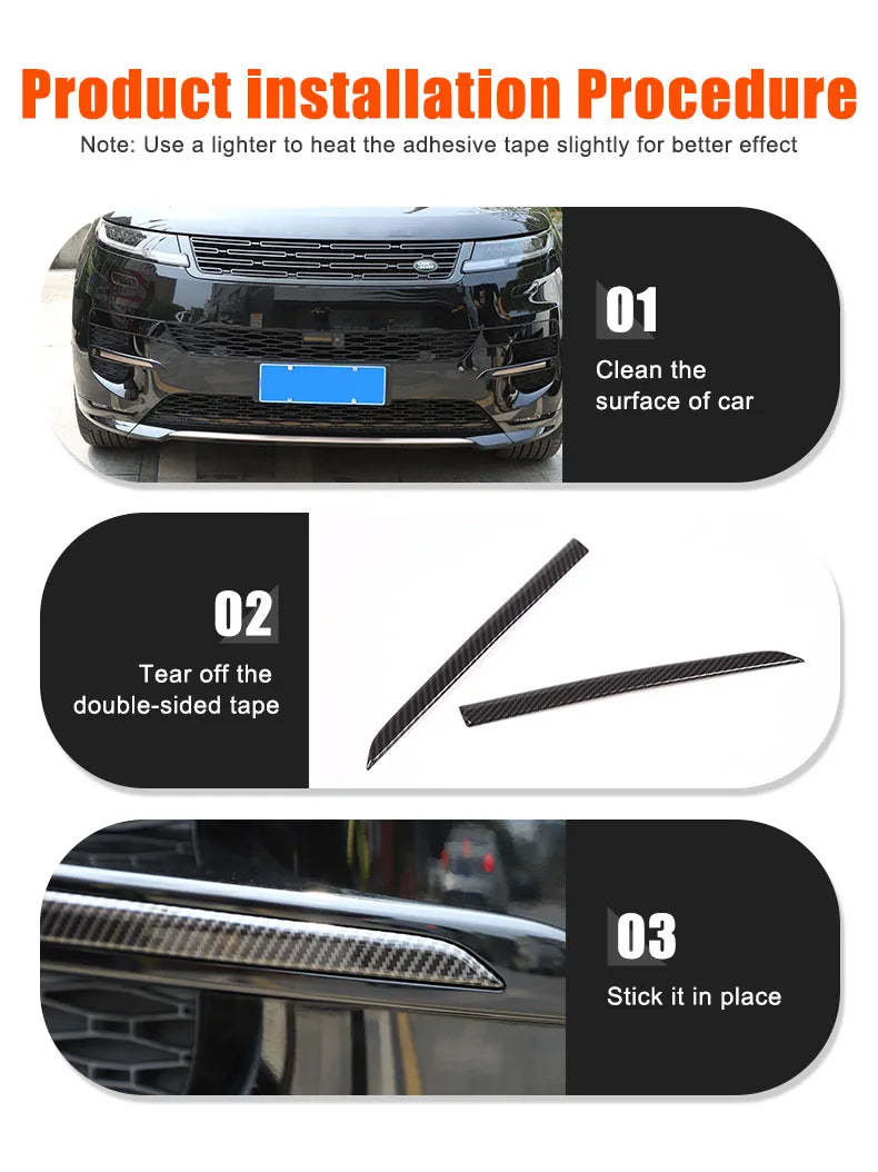 Carbon Fiber/Black Car-styling Air intake grille Strips Trim For Land Rover Range Rover Sport L461 2023 2024