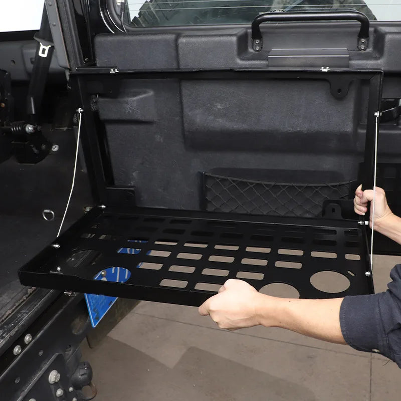 Aluminum Alloy Black Tailgate Table Back Door Foldable Shelf For Land Rover Defender 2004-22