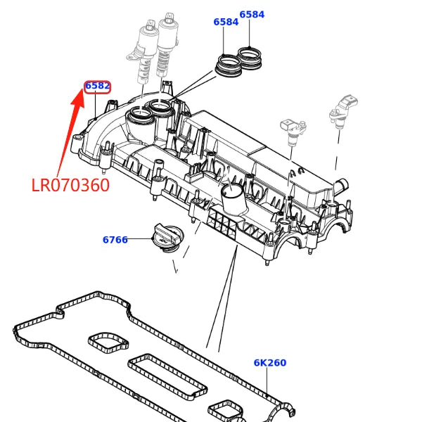 2.0L Engine Camshaft Valve Cover with Gasket for Land Rover Freelander LR2 Range Rover Evoque Discovery Sport LR056035 LR070360