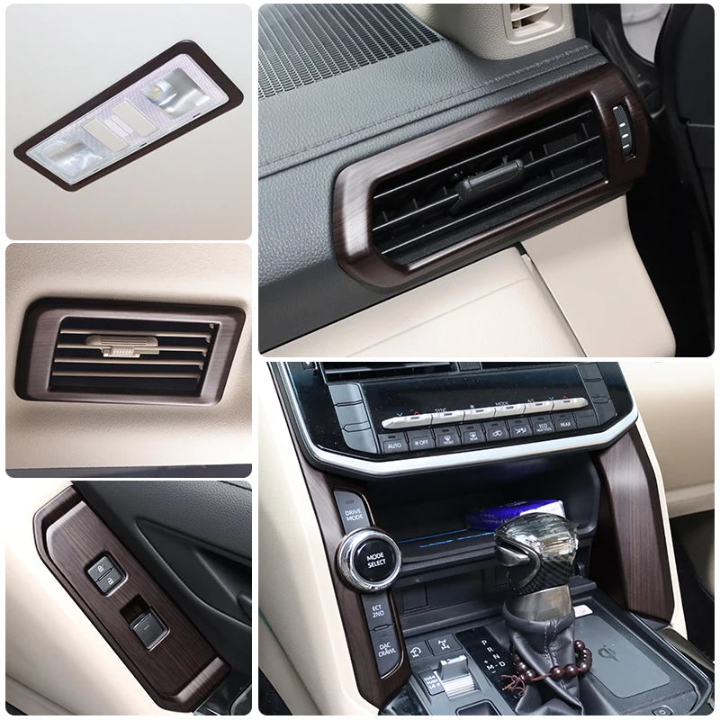 For 2021-2024 Toyota Land Cruiser 300  High Configuration Peach Wood Texture Interior Accessories LC300 Upgraded Modification