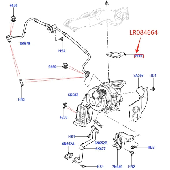 3.0L DIESEL TURBOCHARGER GASKET FOR LAND ROVER LR4 RANGE ROVER 2013- RR SPORT 2010- NEW DISCOVERY JAGUAR XF XJ JDE10827 LR084664