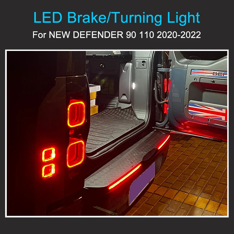 LED Rear Bumper Tailgate Cover with Dynamic Brake Light for Defender L663