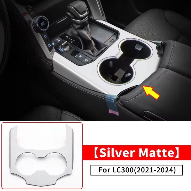 Stainless Steel Center Console Water Cup cover For Toyota Land Cruiser 300 2021 2022 2024