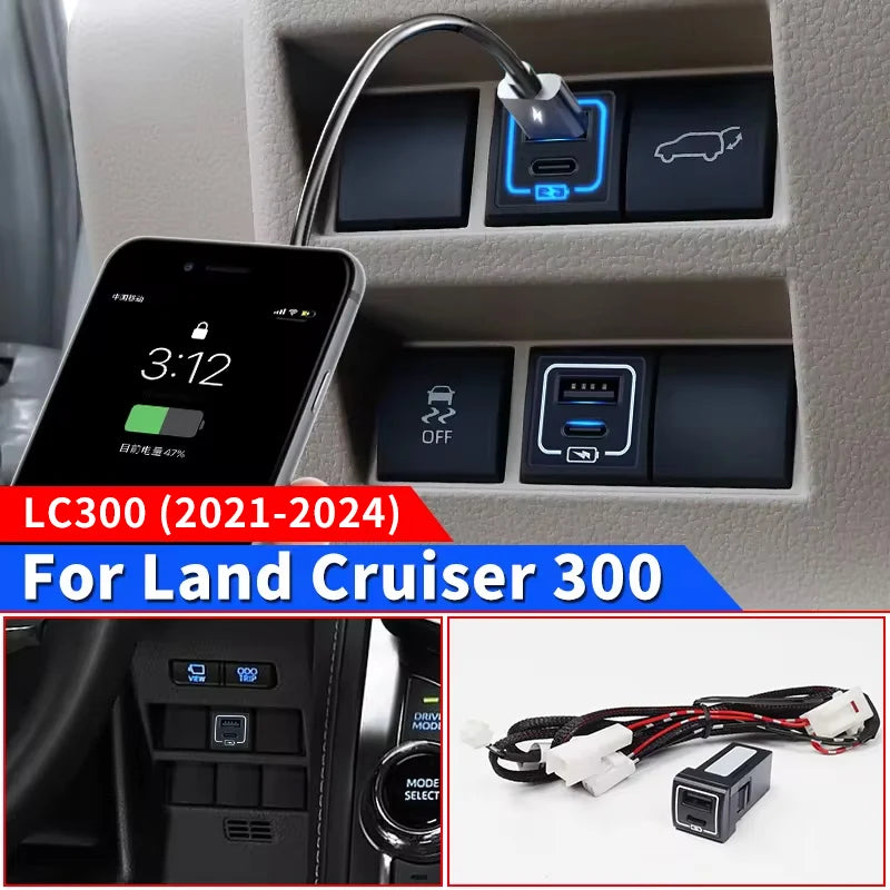 QC3.0 Quick Charger ModificationFor Toyota Land Cruiser LC300