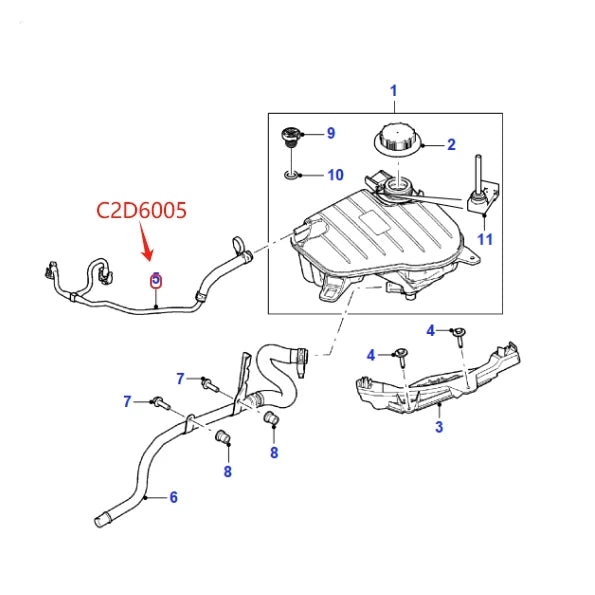 NEW AUTO 5.0 V8 ENGINE RADIATOR COOLANT BLEED VENT HOSE FOR JAGUAR XF 2009-2015 XJ 2010-2019 EXPANSION TANK PIPE C2Z4547 C2D6005