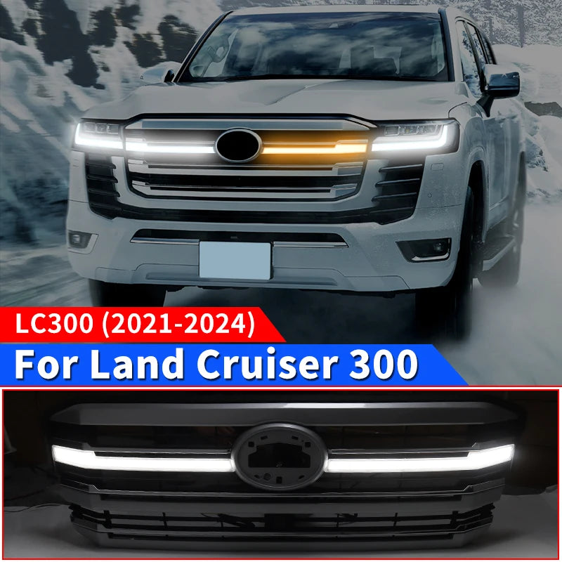 LED Light Bar Grille For Toyota Land Cruiser lc300 2021 2022 2023 2024