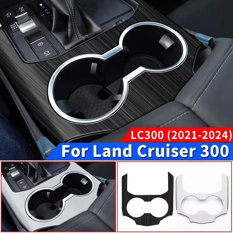 Stainless Steel Center Console Water Cup cover For Toyota Land Cruiser 300 2021 2022 2024