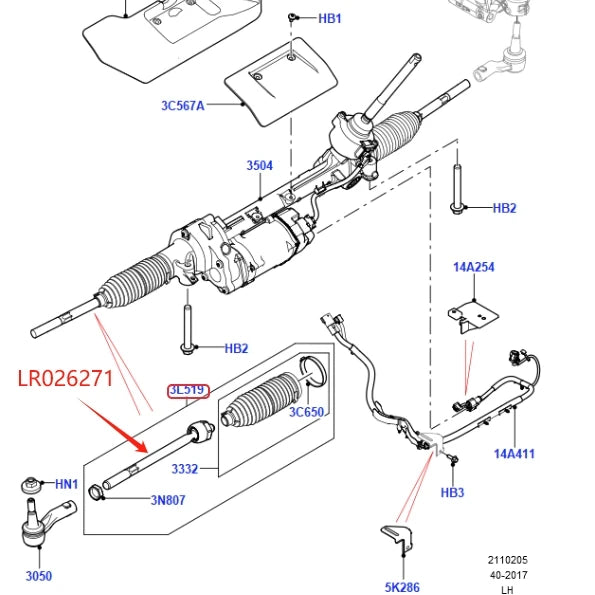 Set of 2PCS Inner Steering Tie Rod End Front Left & Right For Land Rover Range Rover Evoque 2012- Ball Joints J9C7533 LR026271