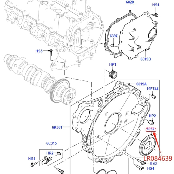 2.0 TURBO CRANKSHAFT REAR OIL SEAL FOR LAND ROVER NEW DISCOVERY RANGE ROVER SPORT EVOQUE VELAR DEFENDER JAGUAR JDE39481 LR084639