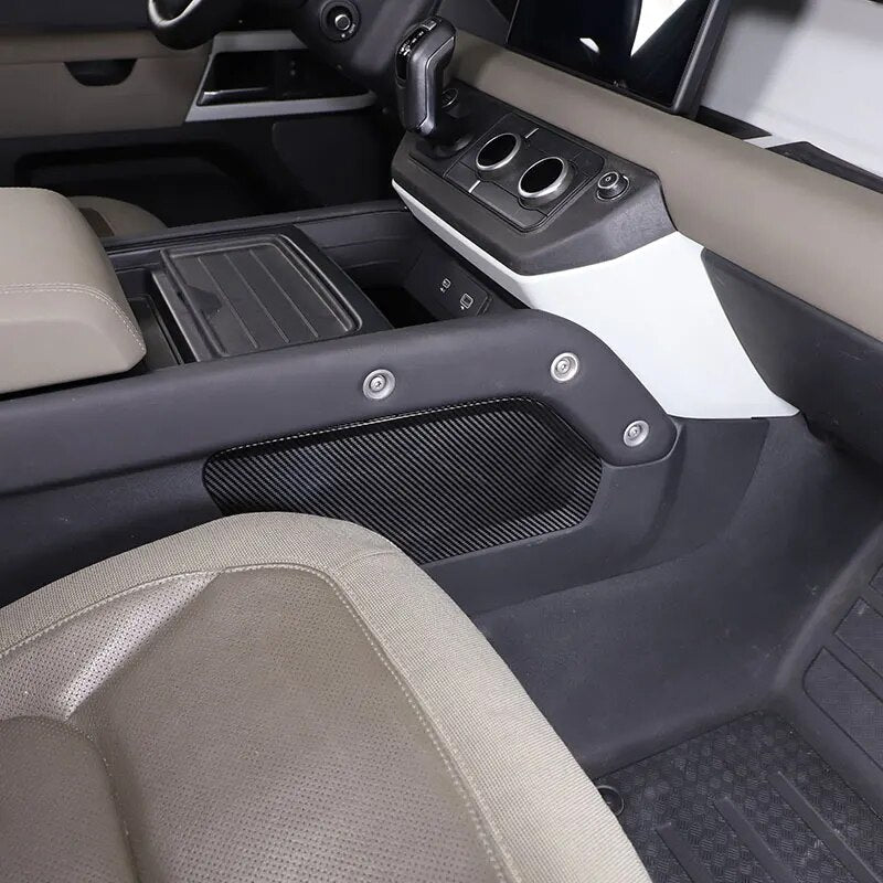 ABS Carbon Fiber Car Central Control Storage Box Partition Cover Trim for Land Rover Defender L663 90, 110, and 130 2020-2023 -
