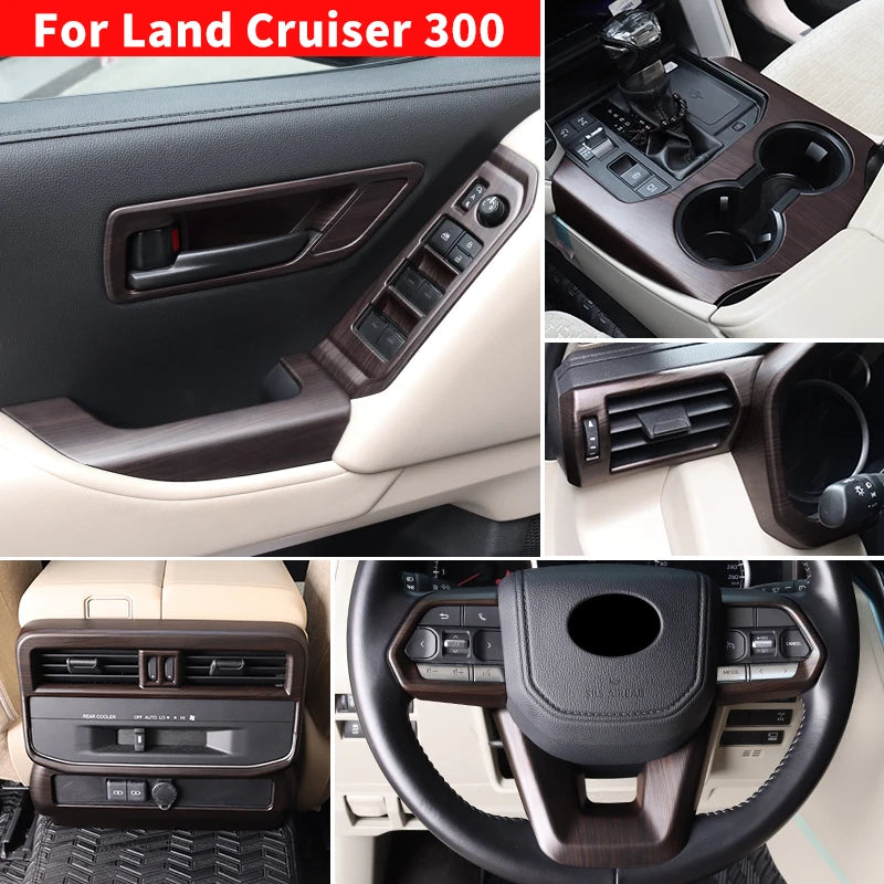 For 2021-2024 Toyota Land Cruiser 300  High Configuration Peach Wood Texture Interior Accessories LC300 Upgraded Modification