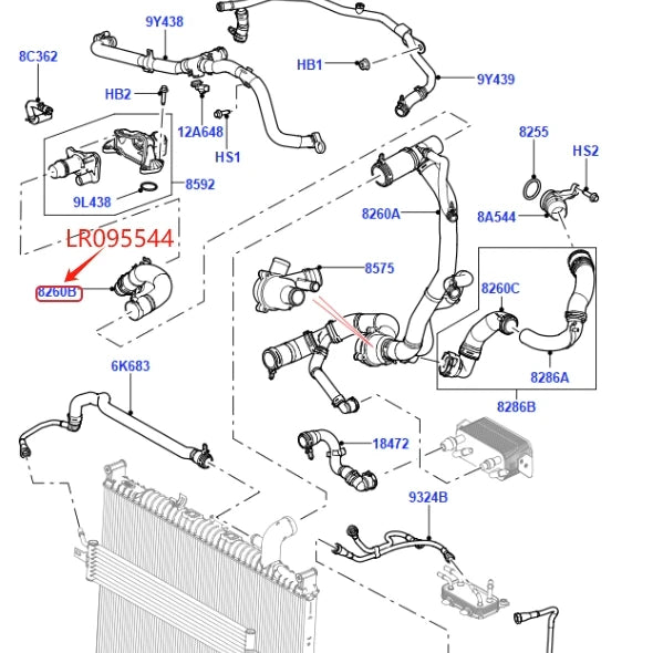 Upper Radiator Coolant Hose for Land Rover Discovery LR4 Range Rover Sport 3.0L TDV6 Radiator Coolant Top Hose LR043326 LR095544