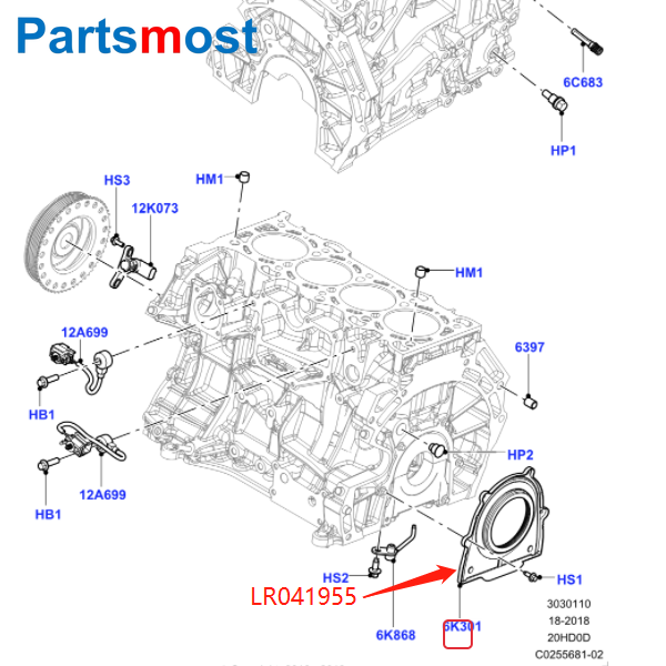 2.0L 16V PETROL CRANKSHAFT REAR RETAINER & OIL SEAL FOR FREELANDER 2 LAND RANGE ROVER EVOQUE DISCOVERY SPORT LR041955 LR162092