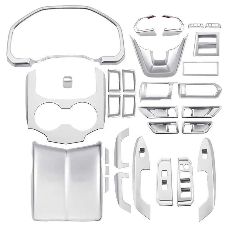 Full Interior Kit Silver Matte Garnish Interior For Toyota Land Cruiser 300 2021 2022 2023  LC300