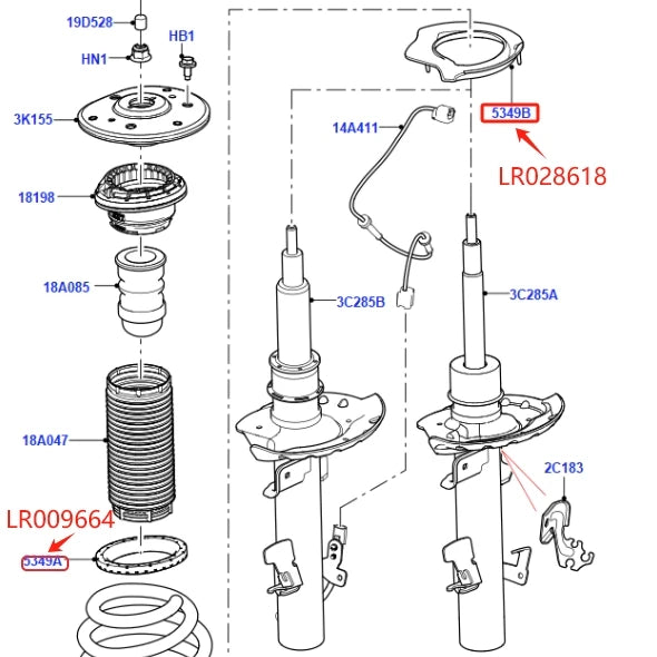 FRONT SHOCK ABSORBER MOUNTING COIL SPRING INSULATOR FOR LAND ROVER FREELANDER 2 RANGE ROVER EVOQUE UPPER LR009664 LOWER LR028618