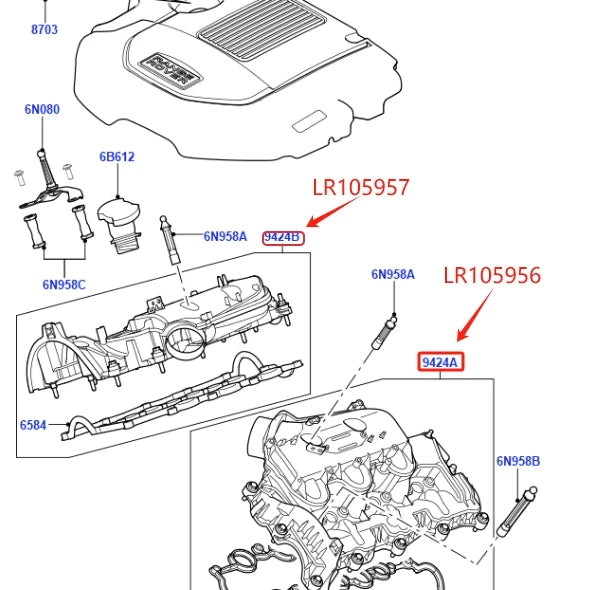 CAM COVER INLET MANIFOLD FOR LAND ROVER DISCOVERY MK4 RANGE ROVER SPORT VELAR JAGUAR 3.0 VALVE COVER LR105956 LR105957 LR116732